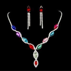 Crystal diamond necklace & Earrings elegant